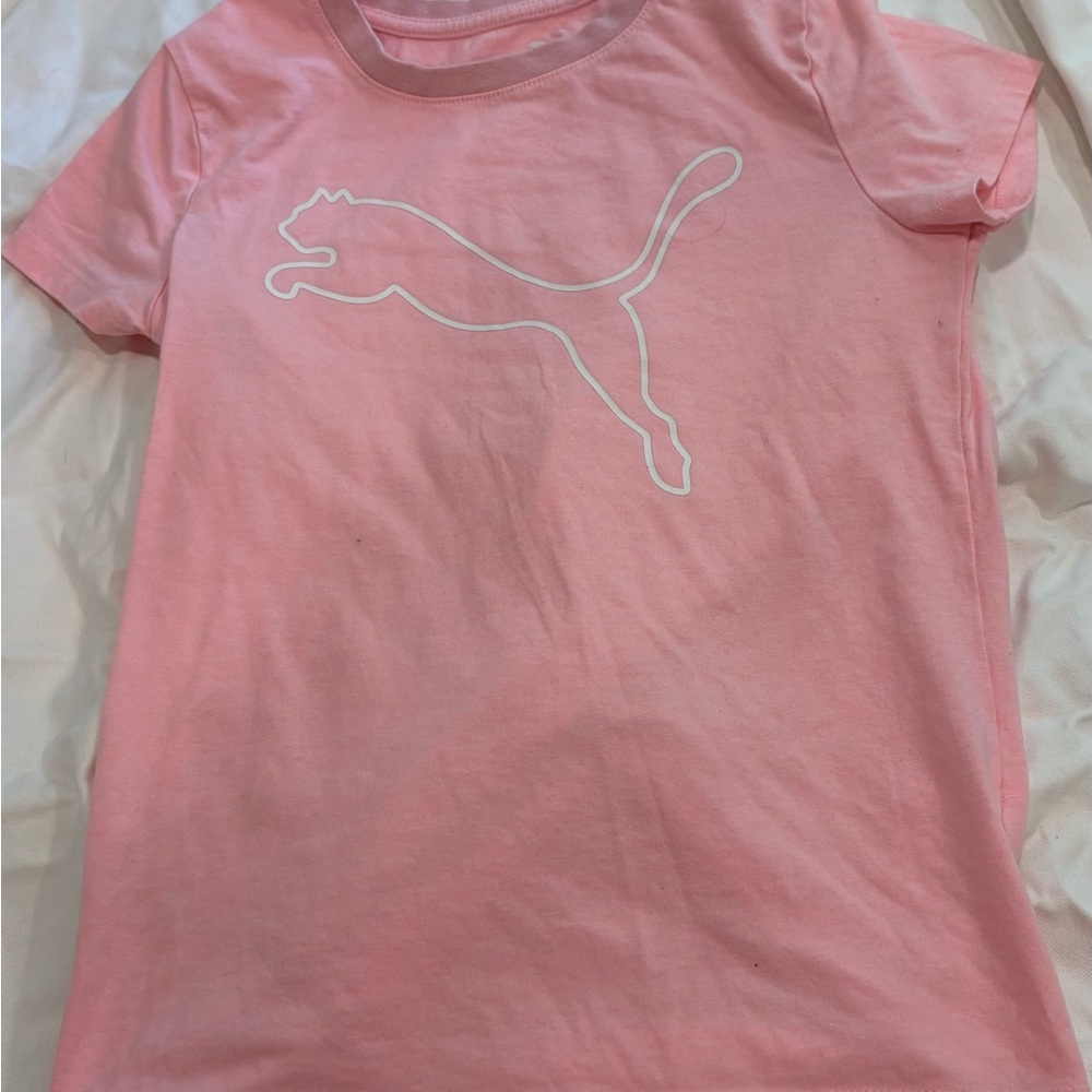 Puma Pink Short Sleeve Tee with Iconic Logo